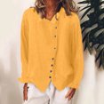 thumbnail image 1 of RXIRUCGD Chemise à Manches Longues en Coton et Lin pour Femme, Chemise à Col Rond Unie à la Mode, Chemise/chemise à Manches Longues à Col Rond pour Femme, Orange, Taille : TG, 1 of 6