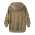 thumbnail image 3 of cllios Womens Winter Fuzzy Fleece Jacket Hooded Color Block Patchwork Cardigan Coats Oversized Fluffy Sherpa Outerwear with Pockets, 3 of 4