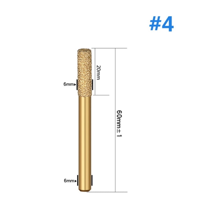 Lefu 6mm Shank Vacuum Brazed Diamond Burr Head Grinding Rotary File For Stone Steel
