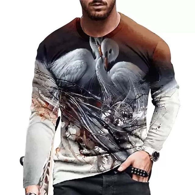 EGNMCR T-Shirts à Manches Courtes pour Hommes Été Décontracté Col Rond T-shirt, T-shirt à Manches Longues pour Hommes Imprimé Col Rond Chandail T-shirt Blouse,