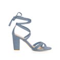 thumbnail image 3 of BLISSFUL STEP Women's Sandals High Block Heels Solid Color Lace up Sandals Haze blue 7, 3 of 6