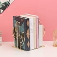 thumbnail image 3 of Bookends Metal Book Ends Heavy Duty Modern Decorative Cactus Bookend Bookshelf Decor for Home Bedroom Library Office School Book Display Desktop Organizer Decorative for Adults & Kids Gift Gold, 3 of 7