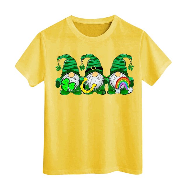 PMVFHDE Hauts d'Été pour Filles T-Shirts pour Fille Hauts Mignons Hauts Courts pour Fille Hauts de Sortie pour Fille T-Shirt à Manches Courtes pour Filles T-Shirt d'Été à Col Rond Coupe Décontractée T-Shirts Basiques Jaune, 6-7 Ans