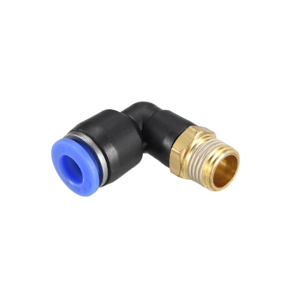 Unique Bargains PL6-01 Pneumatic Push to Connect Fitting, Male Elbow - 15/64' Tube OD x 1/8' G Thread Tube Fitting Blue