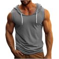 thumbnail image 2 of Styesk Tank Tops Men Fashionable Men's Solid Color Sleeveless Fitness Drawstring Hooded Top, 2 of 6