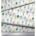 thumbnail image 3 of Soimoi White Poly Georgette Fabric Cactus Leaves Print Fabric by Yard 52 Inch Wide, 3 of 3