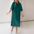 thumbnail image 2 of fatyb Robes d'Été 2025 pour Femmes Manches Courtes Décontractées Robes T-Shirt Col Rond Amples Unies Longues Robes, 2 of 6