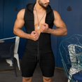 thumbnail image 5 of Men´s One Piece Tight Fitness Jumpsuit Zipper Sleeveless Hooded Rompers Pants with Pockets, 5 of 5