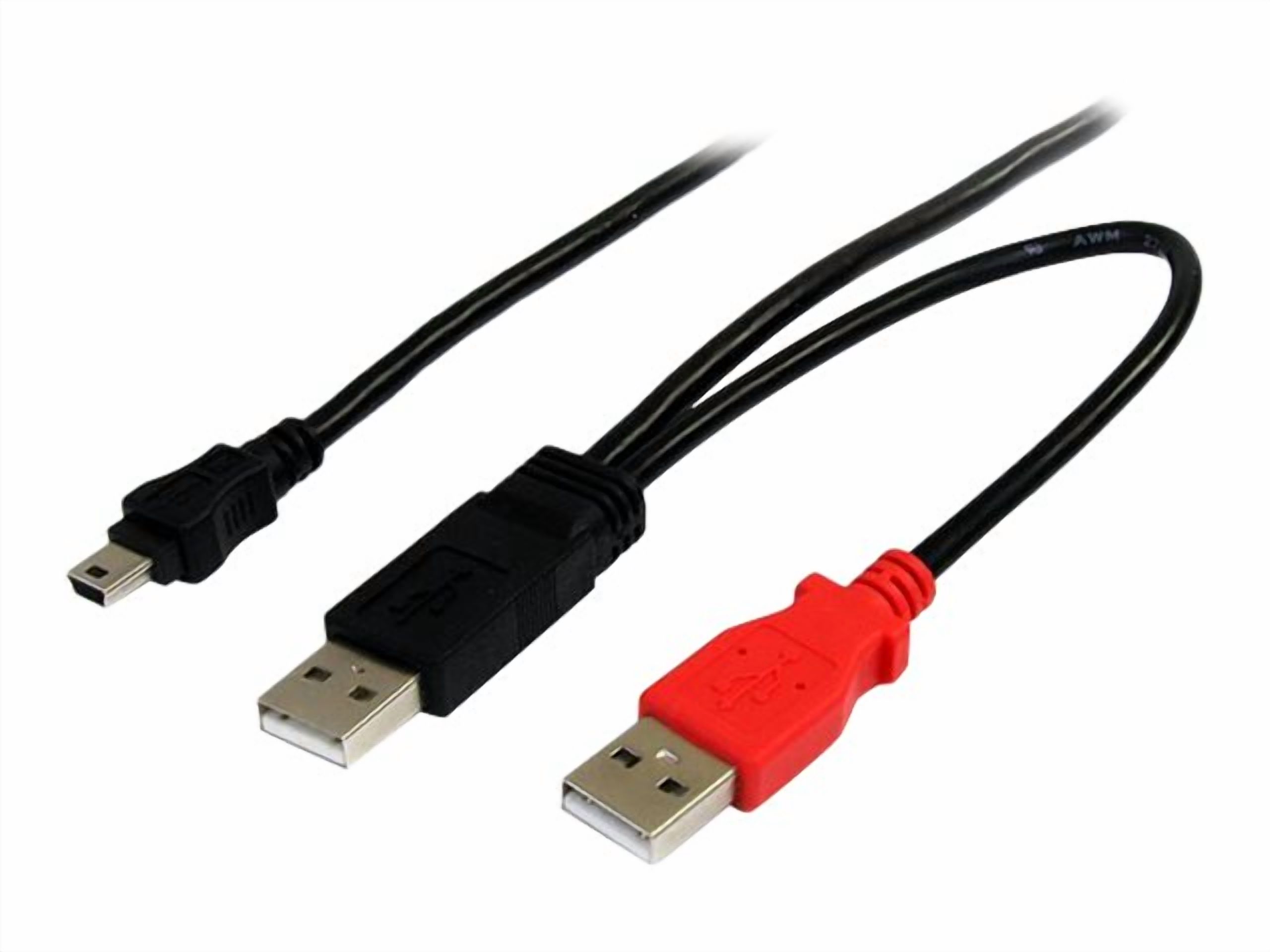 StarTech.com Câble USB Y de 6 Pi pour Disque Dur Externe - USB A vers mini B - Câble USB - USB (m) vers mini-USB Type B (m) - USB 2.0 - 6 Pi - Noir - USB2HABMY6 - Câble USB - USB (m) vers mini-USB Type B (m) - USB 2.0 - 6 Pi - Noir - pour P/N : SAT1810U2, SLMSOPTB, PEXUSB7LP