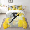 thumbnail image 2 of YST Ensemble de Couette Dégradé Jaune Gris, 7 Pcs, Design Aquarelle Abstrait Moderne, Polyester, Format Grand Lit (7 Unités), 2 of 4