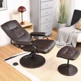 thumbnail image 2 of Costway Fauteuil Inclinable Pivotant à 360° en Cuir PVC, Fauteuil d'Appoint Lounge avec Ottoman, Brun, 2 of 9