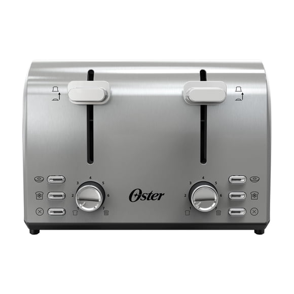 Oster 4 Slice Toaster, With 7 Browning Settings, Extra Wide Slots For Bagels and Special Breads, Removable Easy-to-Clean Crumb Tray, Cancel/Defrost/Bagel, Stainless Steel