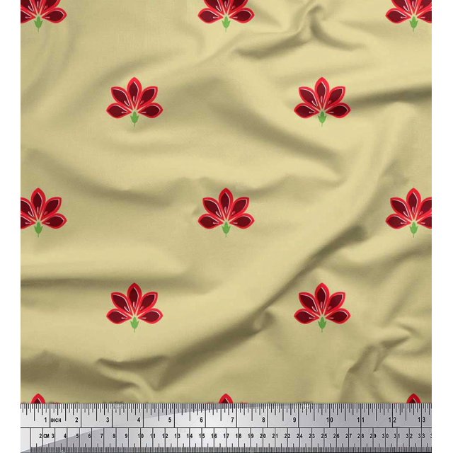 Soimoi Modal Satin Fabric Artistic Floral Decor Fabric Printed Yard 42 Inch Wide