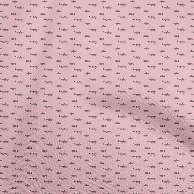 oneOone Polyester Spandex Light Pink Fabric Retro Fish Fabric For Sewing Printed Craft Fabric By The Yard 56 Inch Wide