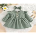 thumbnail image 2 of MesaSe Automne Bébé Filles Princesse Robe 2pcs Volant à Manches Longues Bouton Velours Côtelé une Ligne Robe Bandeau Vin Rouge 2-3 Ans, 2 of 9