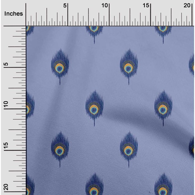 oneOone Georgette Viscose Fabric Peacock Feather Ikat Print Fabric BTY 42 Inch Wide