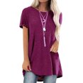 thumbnail image 1 of MAWCLOS Ladies T-Shirt Crew Neck Tops Short Sleeve Tee Shirt Tunic Summer Solid Color Blouse Wine Red S, 1 of 2