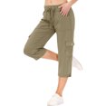 thumbnail image 3 of Mohiass Pantalon Capri Cargo pour Femme Randonnée Léger Séchage Rapide Été Extérieur Décontracté Voyage avec Poches Vert Armée TG, 3 of 4