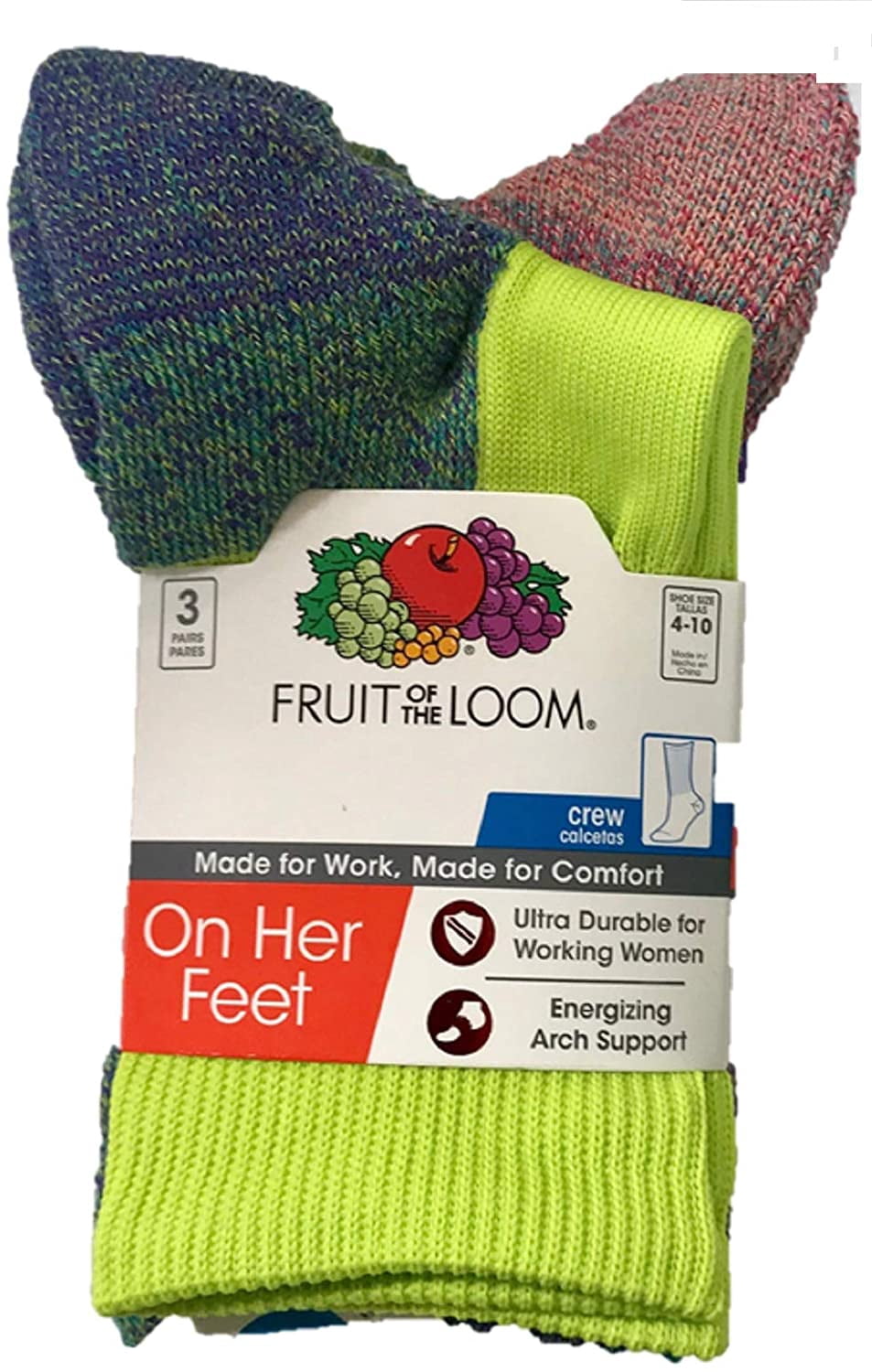 Fruit Of The Loom P3 Ohf Poly Hcrw Cmf Socks, 9-11, Assorted 1