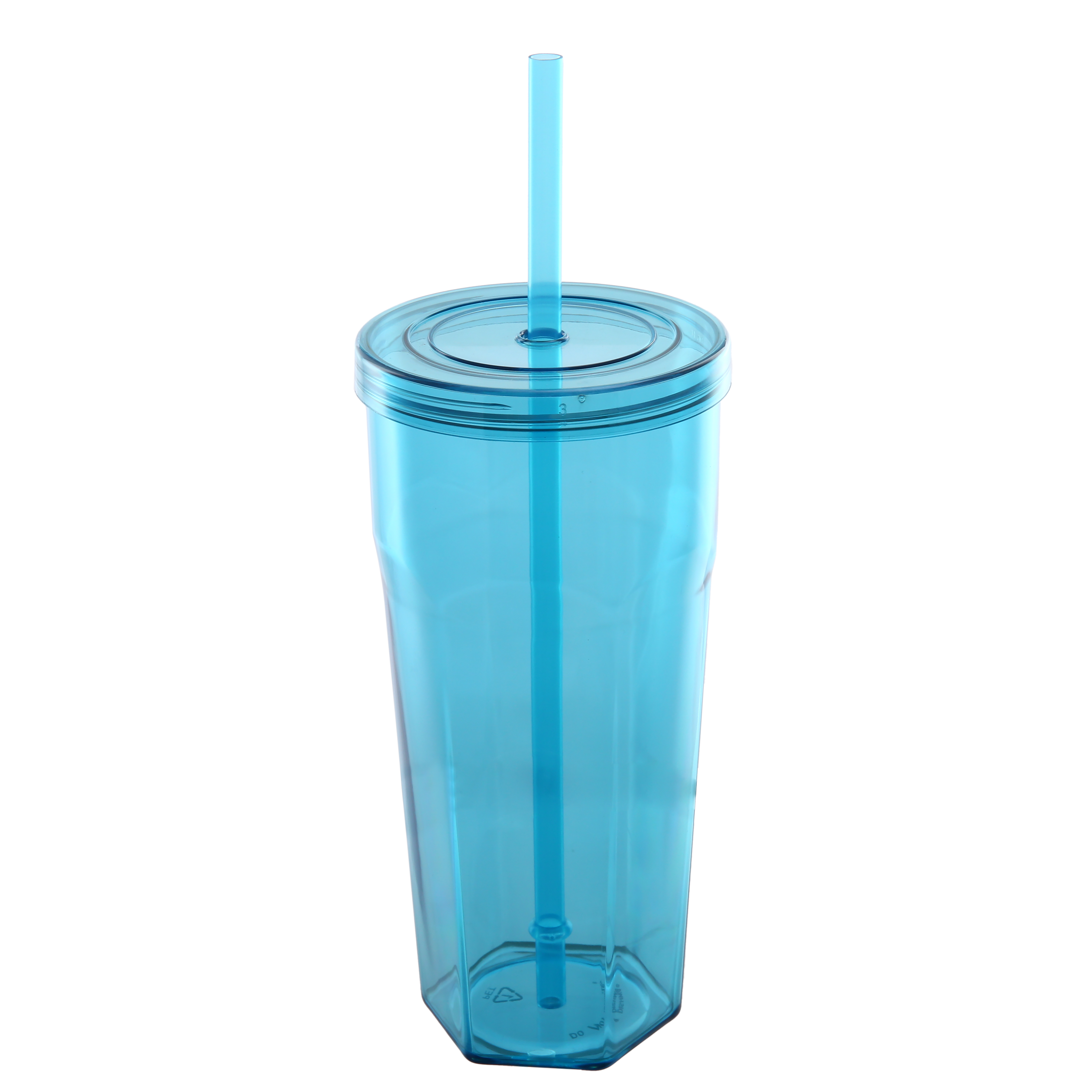 Gobelet en plastique Mainstays de 59 cl avec couvercle à visser et paille bleu