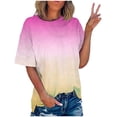 thumbnail image 1 of Timegard Plus Size Tops for Women Gradient Color Short Sleeve Round Neck T Shirts Casual Trendy Tunic Blouses, 1 of 7