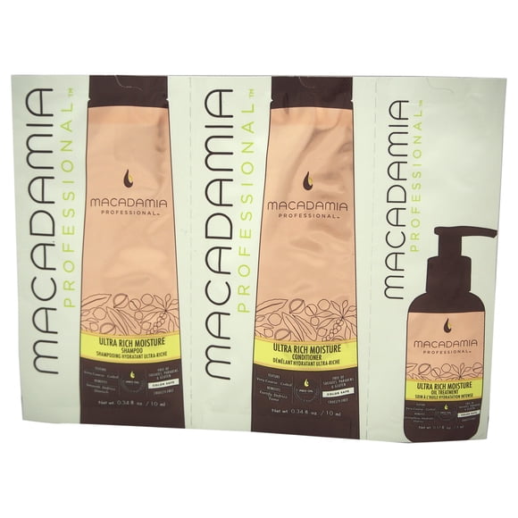Macadamia (MAD7E) Ultra Rich Moisture Shampoo, Conditioner & Oil Trio Foil Pack, 1 Count