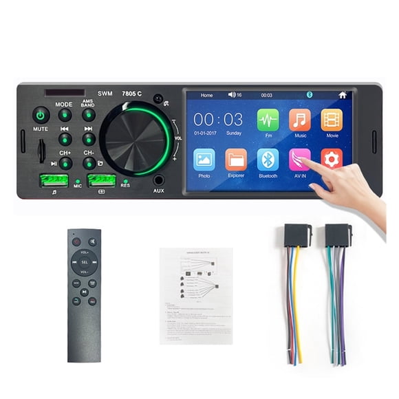 Car Radio Audio 1 din 4.1" Touch Screen Bluetooth Stereo Mp3/Mp5 Player FM Receiver With Colorful Lights Remote Control ,Easy to Install
