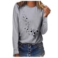 thumbnail image 1 of T-shirt Blouse à Manches Longues Décontracté Ample à Col Rond Imprimé pour Femmes, 1 of 1