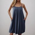 thumbnail image 3 of Pyjama pour Femmes Zeophrasy Nuisette pour Femmes avec Poches Chemises de Nuit Sans Manches Tenue de Nuit Chemise de Nuit à Plis devant Col Rond Robe de Nuit Clearacne Moins de 5, 3 of 7