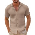 thumbnail image 1 of Cuban Linen Shirts for Men Vintage Retro Button Down Shirt Loose Fit Moisture Wicking Short Sleeve Beach Shirts, 1 of 5