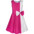 thumbnail image 1 of Robe Fille à Blocs de Couleur Contrastés avec Nœud Papillon pour Tous les Jours et Fêtes 14 Ans, 1 of 6