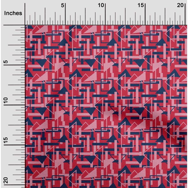 oneOone Cotton Flex Fabric Square & Triangle Geometric Printed Craft Fabric BTY 40 Inch Wide
