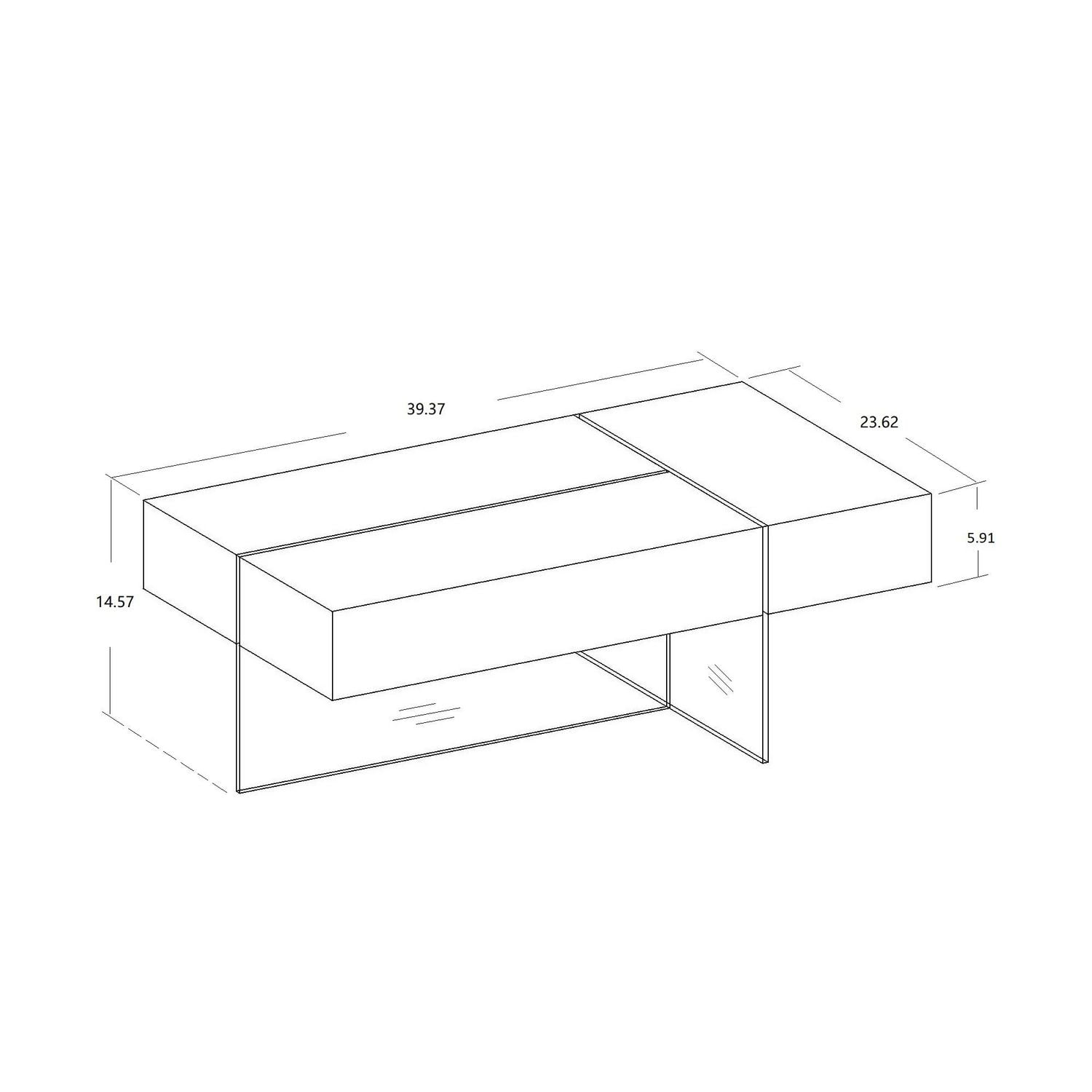 Table basse Jesse avec rangement, blanche