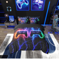 thumbnail image 2 of Erosebridal Teens Video Game Bedding Full Size, Gradient Blue Lightning Duvet Set, Microfiber 7pcs, 2 of 5