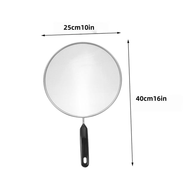 Splatter Screen for Oily and Greasy Messes with Metal Mesh and Plastic Handle