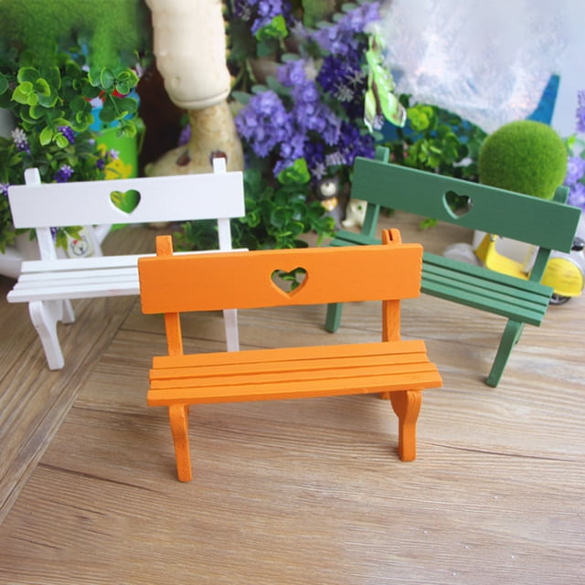 Decorative Dollhouse Bench Exquisite Wood Patio Lawn Fairy Garden Bench Home Decor