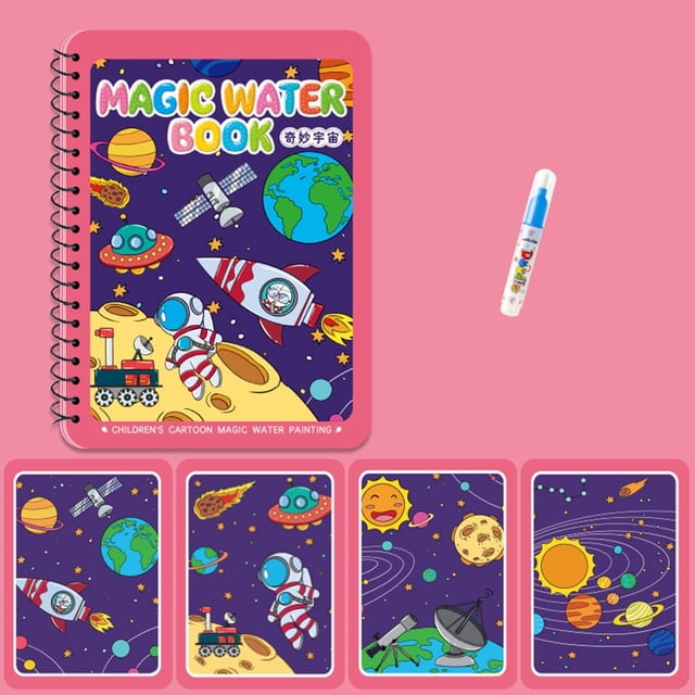 Reusable Water Painting Book for Kids Magic Coloring Drawing Set with Refillable Pages, Mess-Free Toddler Art Activity