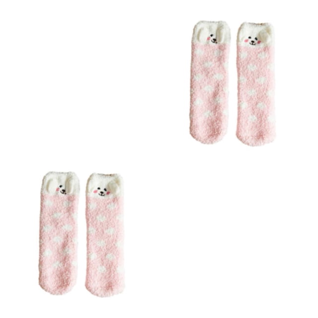 Wweixi Chaussettes d'Hiver avec Technologie Anti-Humidité Douces et Confortables pour les Pieds Grand Application Chiot à Pois Roses 2Ensemble