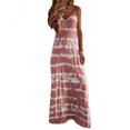thumbnail image 1 of LUXUR Robe Longue Femme Sans Manches Robe d'Été Col en V Maxi Robes Ample Teinture sur Nœuds Rose 3TG, 1 of 2