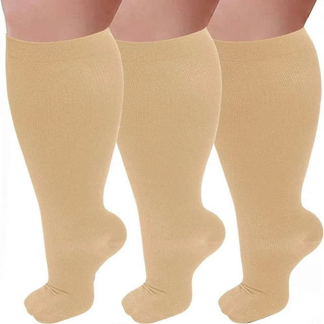 POINTERTECK Plus Size Compression Socks For Men And Women 15-20mmHg Extra-wide Calf And Knee Length Stockings To Support Blood Circulation
