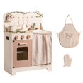 thumbnail image 3 of ROBOTIME Kids Play Kitchen Set - Rustic Wooden Pretend Play Kitchen with Leaf Light String, Apron, and Groves, for Toddlers 3+ (Rustic Style), 3 of 8