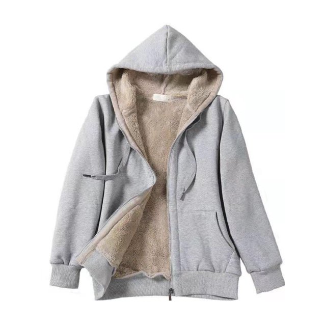 LUXUR Women Full Zip Jacket Open Front Holiday Outwear Light Grey XL