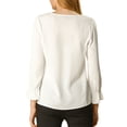 thumbnail image 3 of INSPIRE CHIC Blouse à Volants pour Femme pour la Rentrée, Élégante pour le Travail, Col en V, Manches Longues, Haut Habillé, Blanc, P, 3 of 7