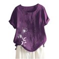 thumbnail image 2 of Babysbule Hauts pour Femmes Liquidation Mode Femmes Été Ample Imprimé T-Shirt à Col Rond Manches Courtes Blouse Décontractée Hauts, 2 of 3