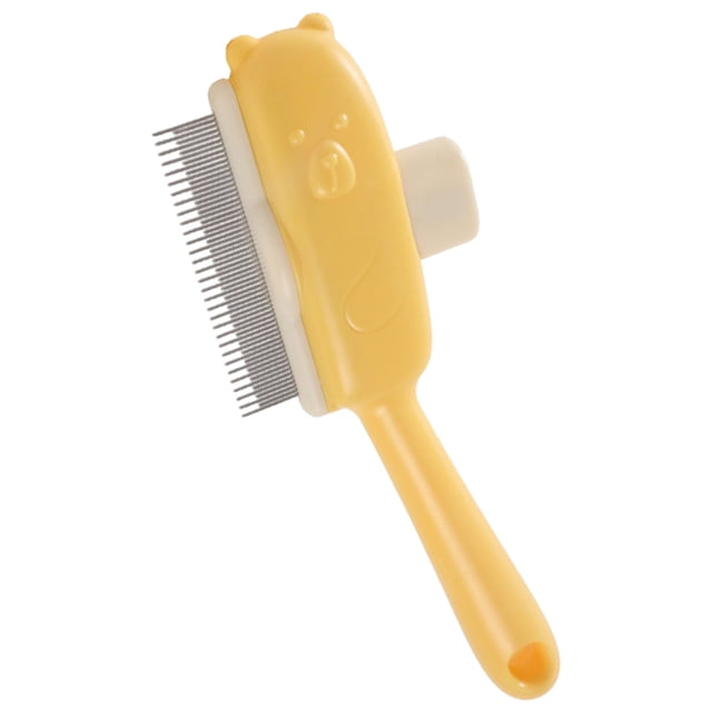 Pet Grooming Bear Design Deshedding Comb for Cats and Dogs - Push Button Hair Remover with Rounded Teeth for Detangling and Gentle Deshedding Suitable for Indoor & Outdoor Care