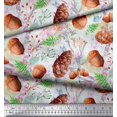 thumbnail image 3 of Soimoi White Rayon Fabric Apricot & Oaknut Fruits Printed Fabric 1 Yard 56 Inch Wide, 3 of 3
