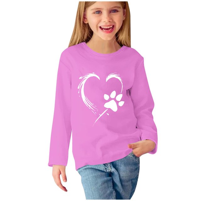 Birdeem Chemises à Manches Longues pour Filles Chemises à Manches Longues Imprimés Mignons Col Rond Hauts Blouses Décontractées Habillées Vêtements Chemises à Manches Longues pour Filles