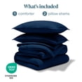 thumbnail image 4 of Bare Home Down Alternative Comforter Set - 3-Pieces - All Seasons - Oversized Queen, Heather Dark Blue, 4 of 5
