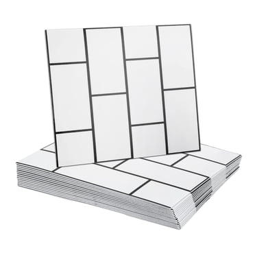 Uxcell 15Pcs Peel and Stick Marble Tiles, Waterproof Wall Panel Backsplash, 12"x12" Peel and Stick Shower Tiles for Bathroom, White Brick Design