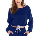 thumbnail image 3 of Ersazi Pyjama Mode Femme Col Rond Manches Longues Ensemble Chandail en Molleton et Pantalon en Liquidation Bleu Foncé L, 3 of 5